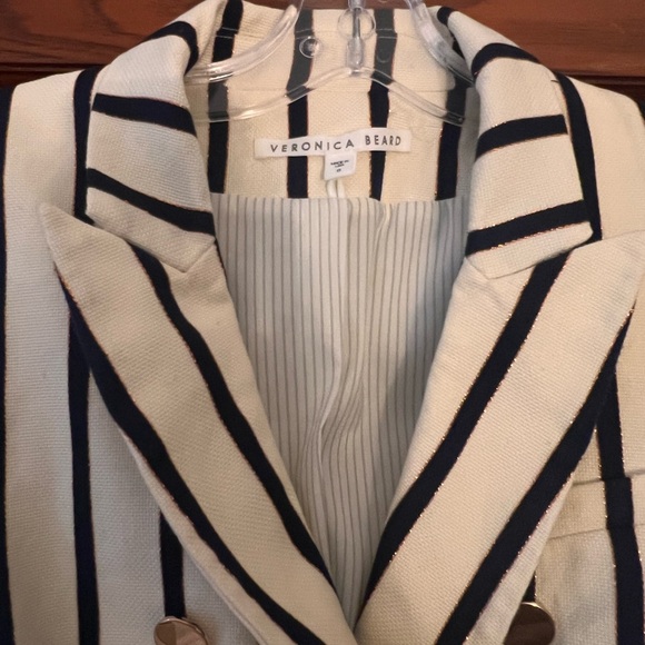 Veronica Beard Empire Striped Jacket in Navy - Picture 5 of 7